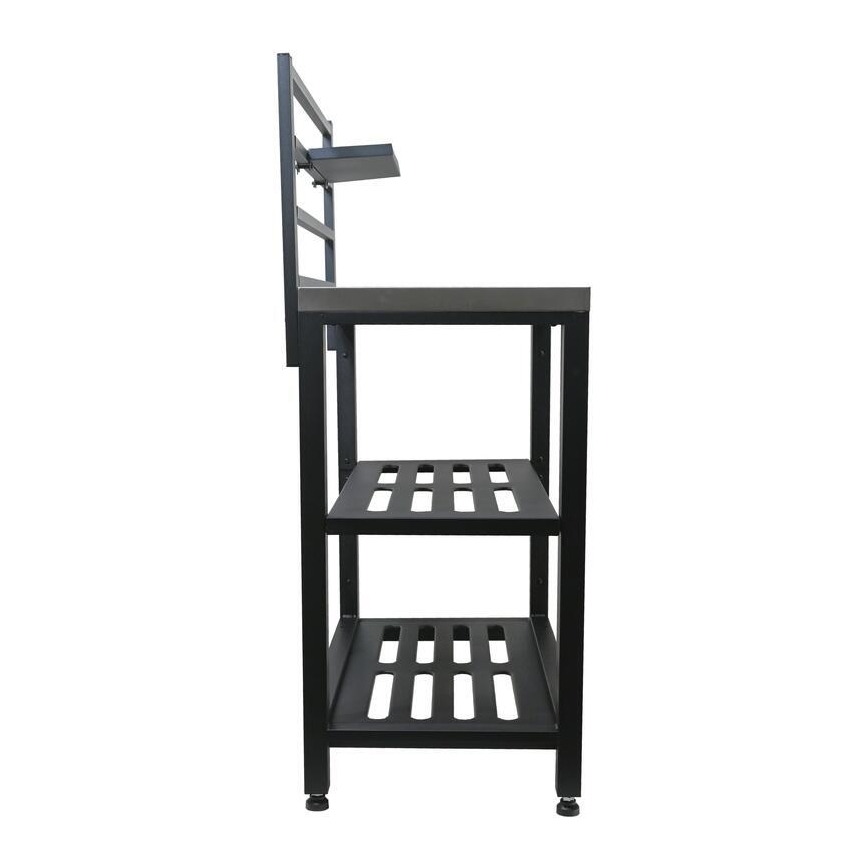 Stół modułowy zewnętrzny 80x47x123 cm czarny/stal nierdzewna