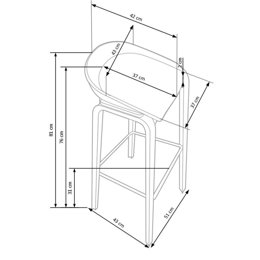 Stołek barowy 81x51 cm beżowy/biały