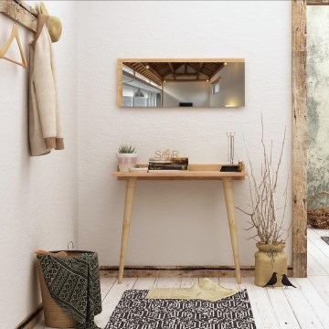 Stolik BANAVENTO 84x80 cm + lustro ścienne 30x80 cm beżowy