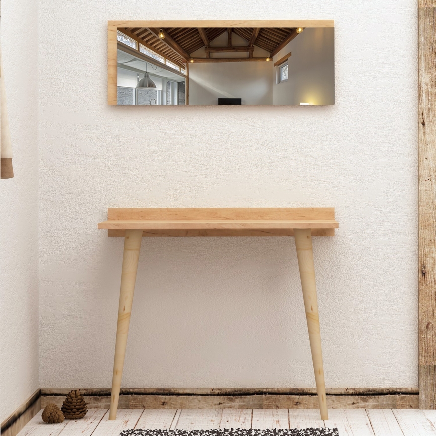 Stolik BANAVENTO 84x80 cm + lustro ścienne 30x80 cm beżowy