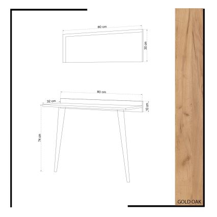 Stolik BANAVENTO 84x80 cm + lustro ścienne 30x80 cm beżowy