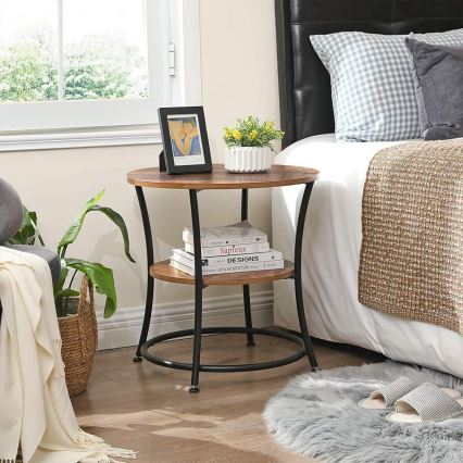 Stolik boczny ELDUR brązowy/czarny