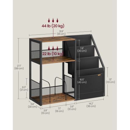 Stolik boczny LUVOR 81x30 cm brązowy/czarny