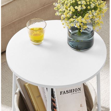 Stolik boczny NOIRA biały/jasnobrązowy