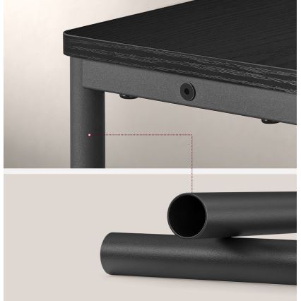 Stolik boczny ROD z wbudowanym gniazdkiem i portami USB, czarny