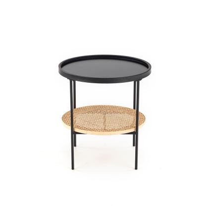Stolik kawowy 45x45 cm czarny/rattan