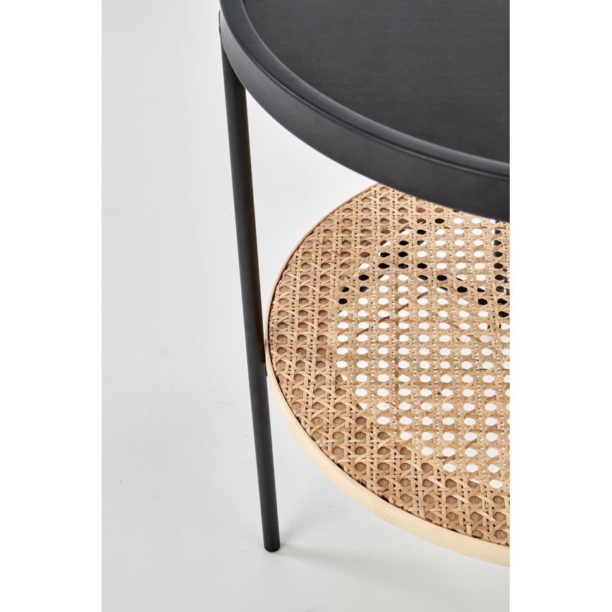 Stolik kawowy 45x45 cm czarny/rattan