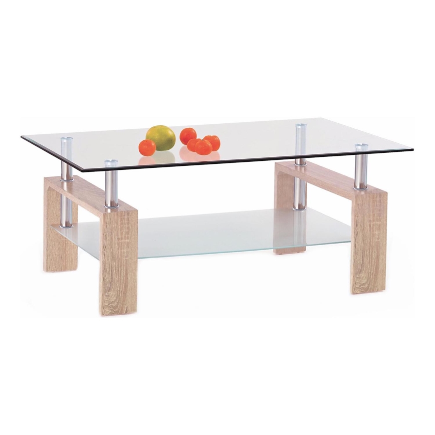 Stolik kawowy 55x110 cm przezroczysty/dąb sonoma