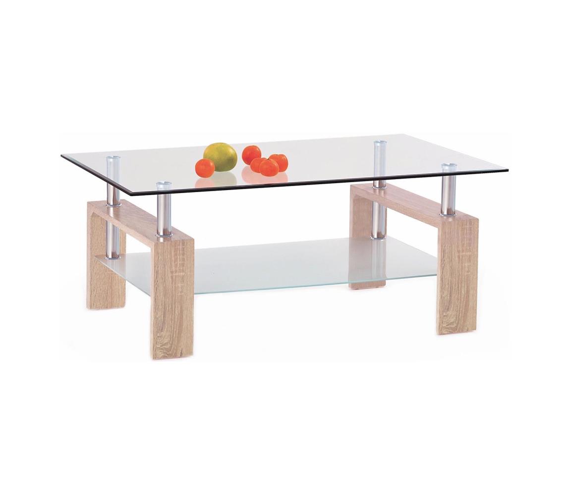 Stolik kawowy 55x110 cm przezroczysty/dąb sonoma