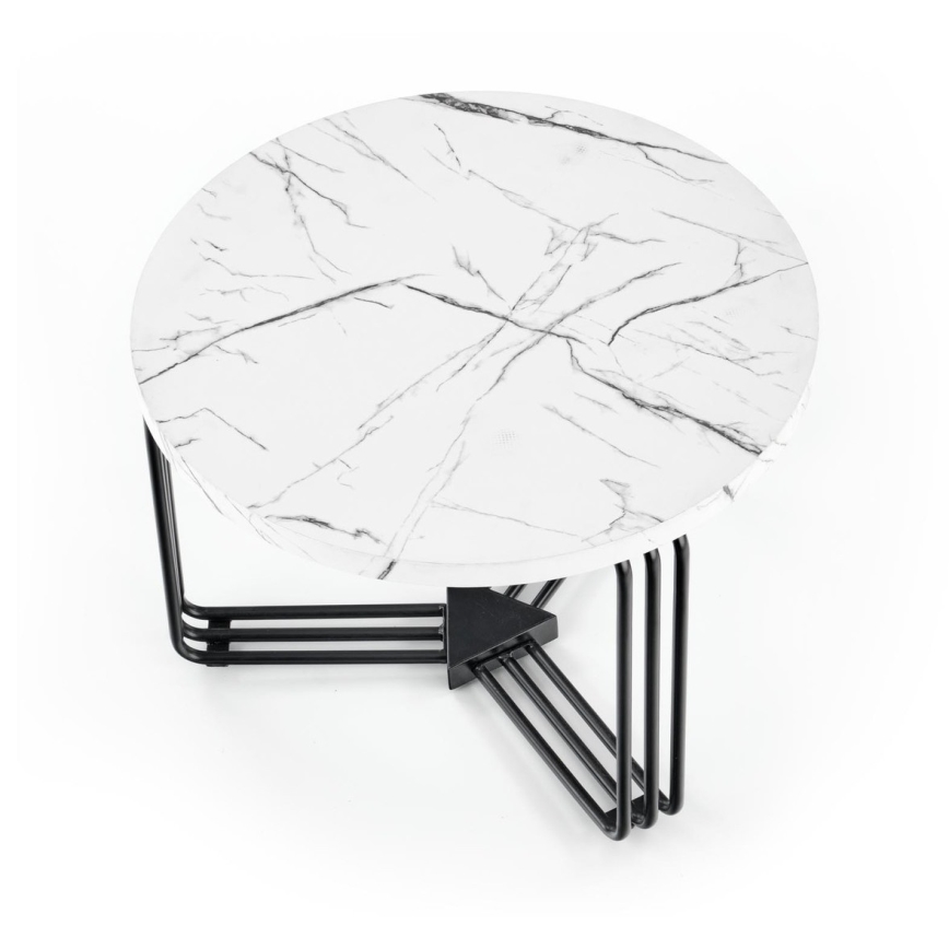Stolik kawowy ANTICA 41x55 cm czarny/dekor marmuru