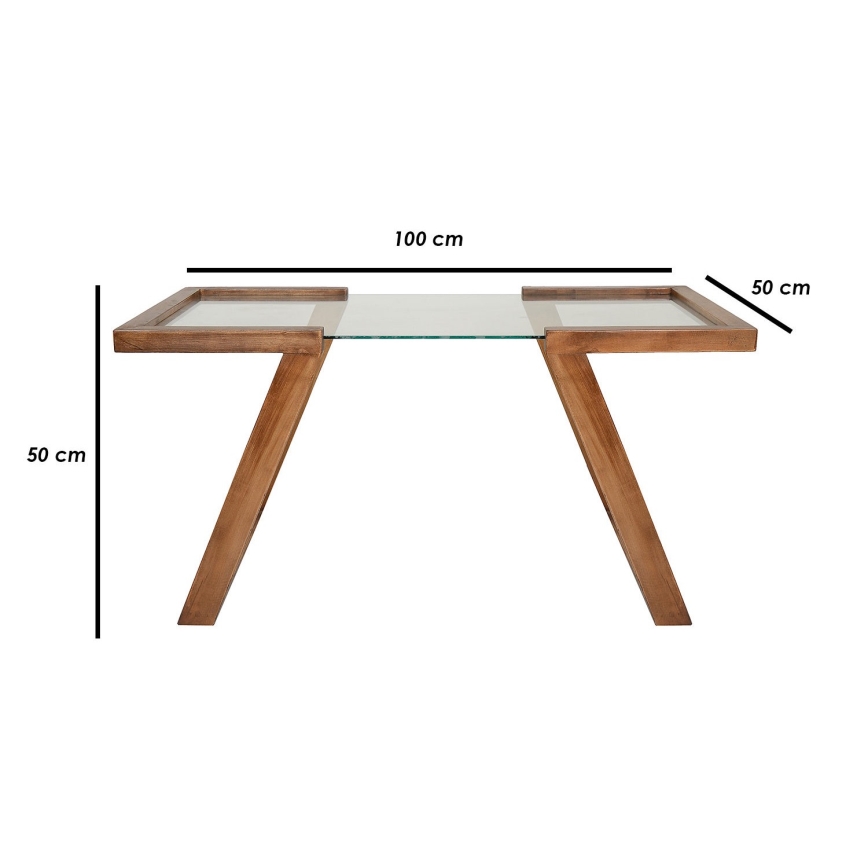 Stolik kawowy ATAR 100x50 cm buk/przezroczysty
