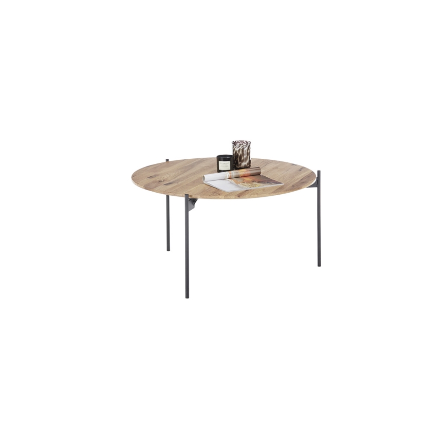 Stolik kawowy AURA o średnicy 74 cm, dąb/antracyt