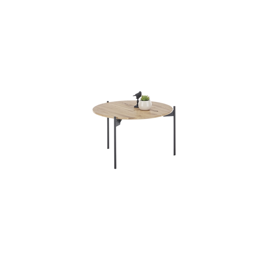Stolik kawowy AURA, śr. 55 cm, dąb/antracyt