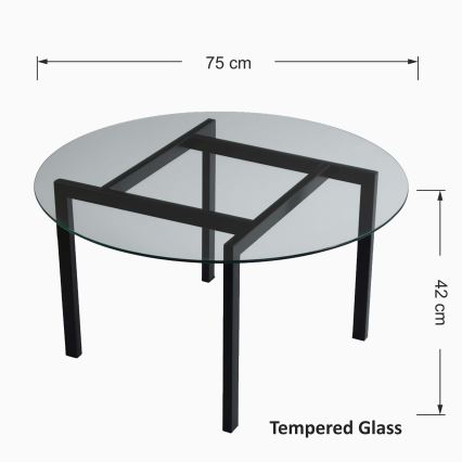 Stolik kawowy BALANCE 42x75 cm czarny/przezroczysty