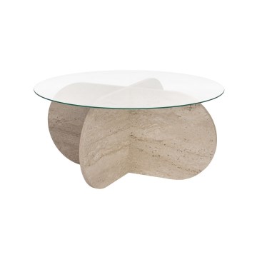 Stolik kawowy BUBBLE śr. 75 cm beżowy/przezroczysty