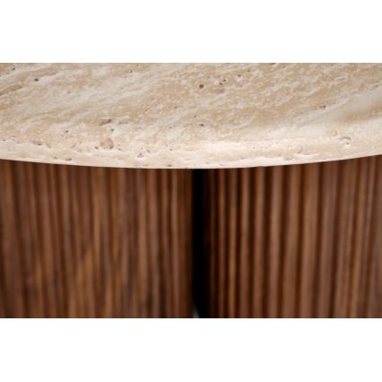 Stolik kawowy CALDO, średnica 80 cm, brązowo-beżowy