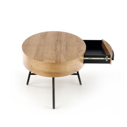 Stolik kawowy z szufladą CAROLINA 41 x 120 cm, dąb złoty/czarny