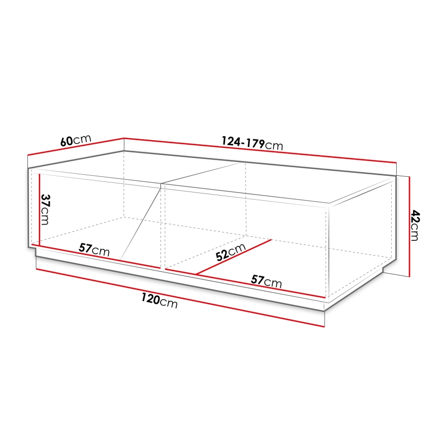 Stolik kawowy CEELIAS 42x124 cm antracyt/dąb Wotan