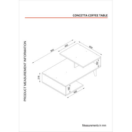 Stolik kawowy CONCETTA 40x90 cm biały