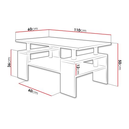 Stolik kawowy CUBE 50x110 cm biały