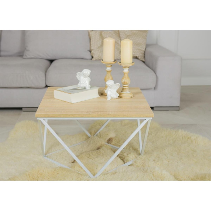 Stolik kawowy CURVED 60x60 cm biały/beżowy