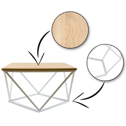 Stolik kawowy CURVED 60x60 cm biały/beżowy