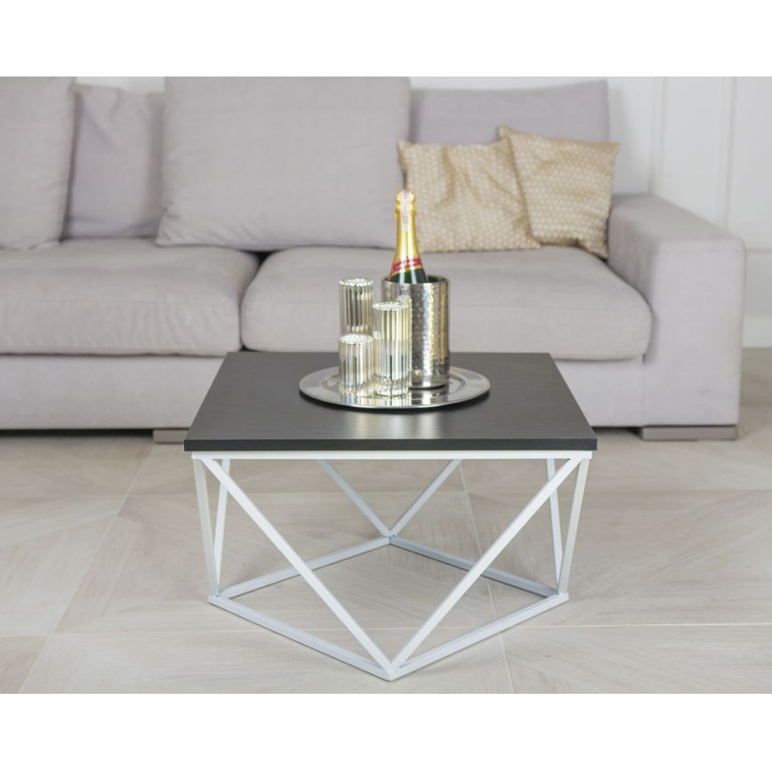 Stolik kawowy CURVED 60x60 cm biały/czarny