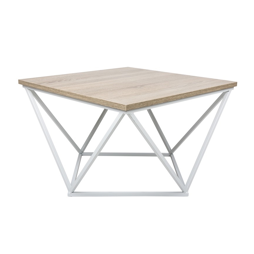 Stolik kawowy CURVED 62x62 cm biały/brązowy