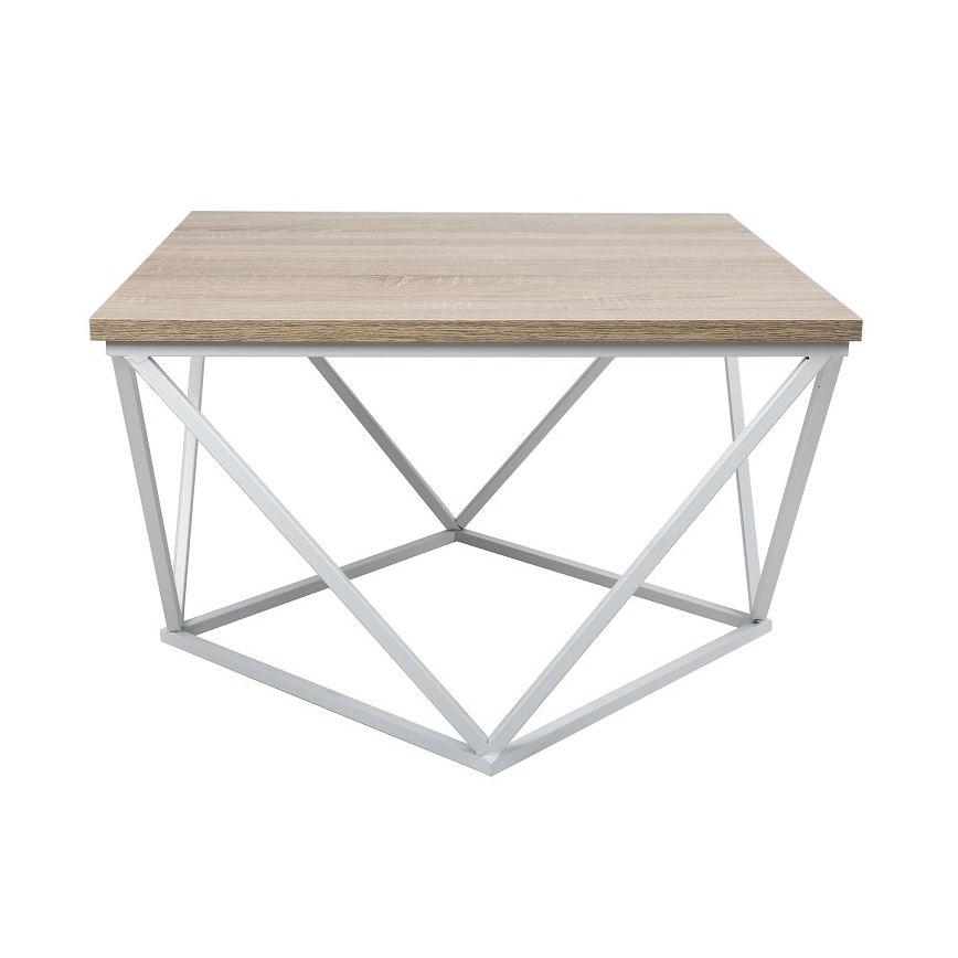 Stolik kawowy CURVED 62x62 cm biały/brązowy