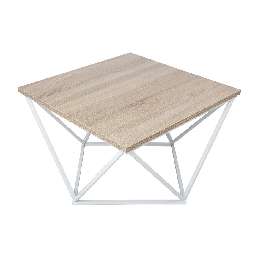 Stolik kawowy CURVED 62x62 cm biały/brązowy
