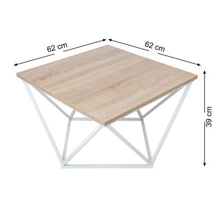 Stolik kawowy CURVED 62x62 cm biały/brązowy