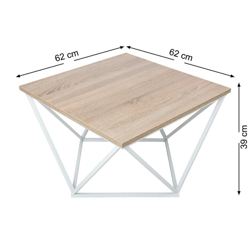 Stolik kawowy CURVED 62x62 cm biały/brązowy