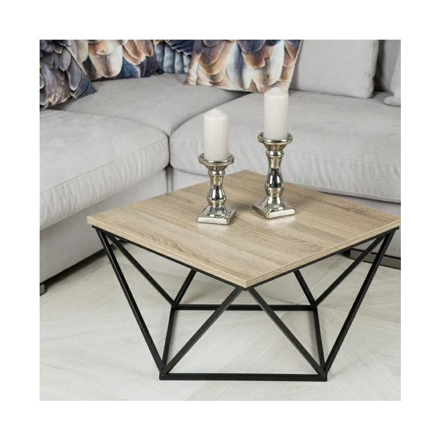 Stolik kawowy CURVED 62x62 cm czarny/brązowy