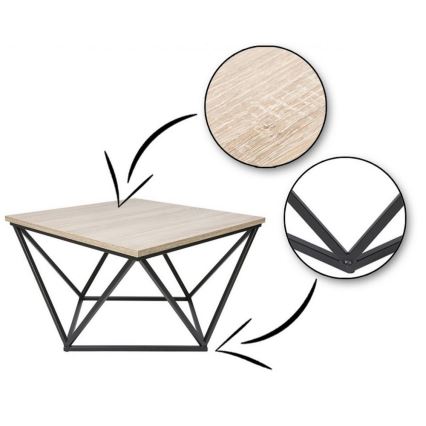 Stolik kawowy CURVED 62x62 cm czarny/brązowy