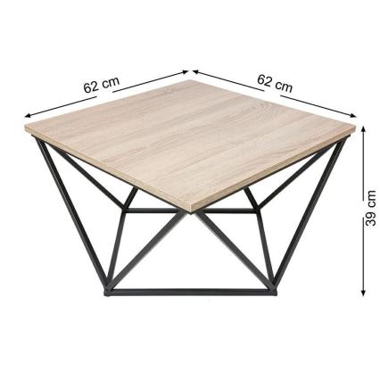 Stolik kawowy CURVED 62x62 cm czarny/brązowy