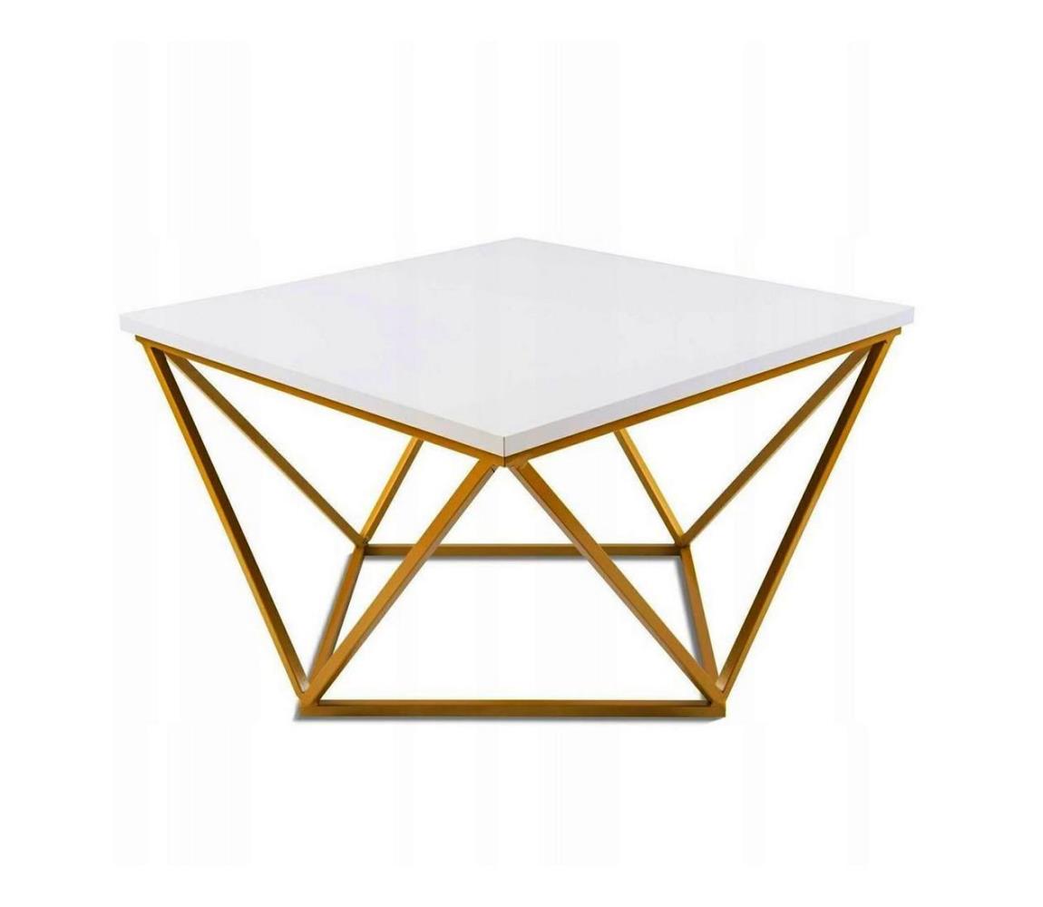 Stolik kawowy CURVED 62x62 cm złoty/biały