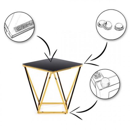 Stolik kawowy DIAMANTA 50x50 cm złoty/czarny