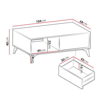 Stolik kawowy DIAMOND 40x104 cm czarny/brązowy