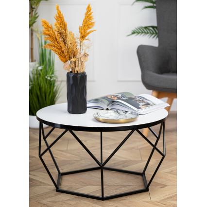 Stolik kawowy DIAMOND 40x70 cm biały/czarny