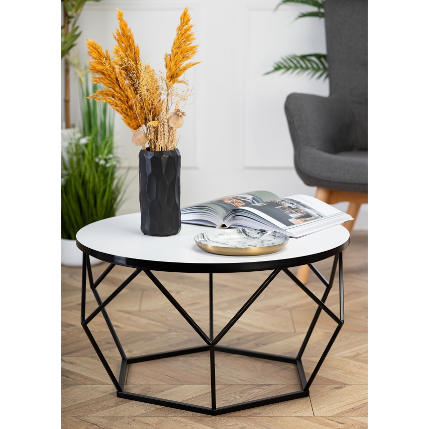 Stolik kawowy DIAMOND 40x70 cm biały/czarny
