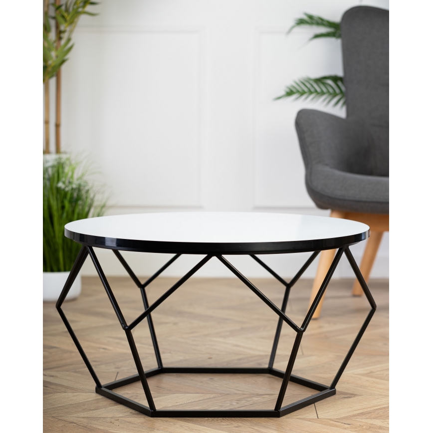 Stolik kawowy DIAMOND 40x70 cm biały/czarny