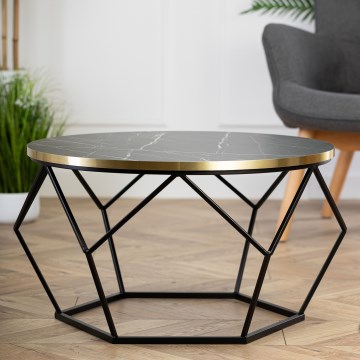 Stolik kawowy DIAMOND 40x70 cm czarny/złoty