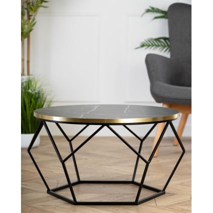 Stolik kawowy DIAMOND 40x70 cm czarny/złoty