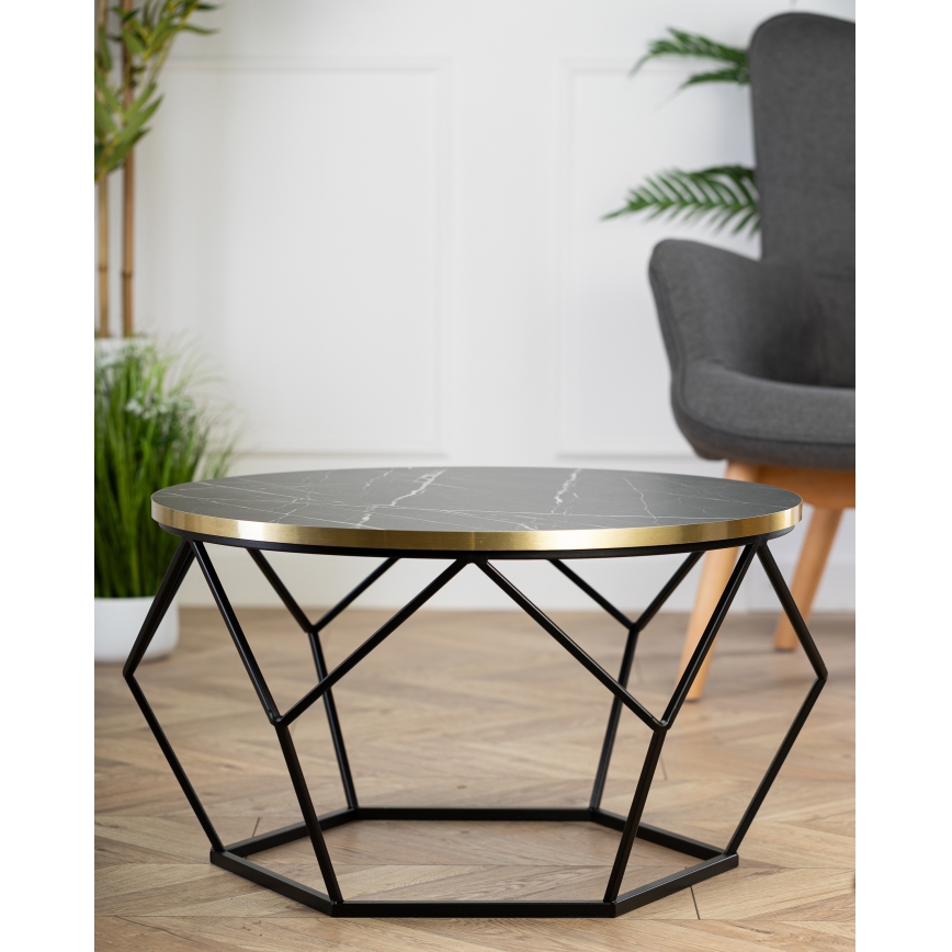 Stolik kawowy DIAMOND 40x70 cm czarny/złoty