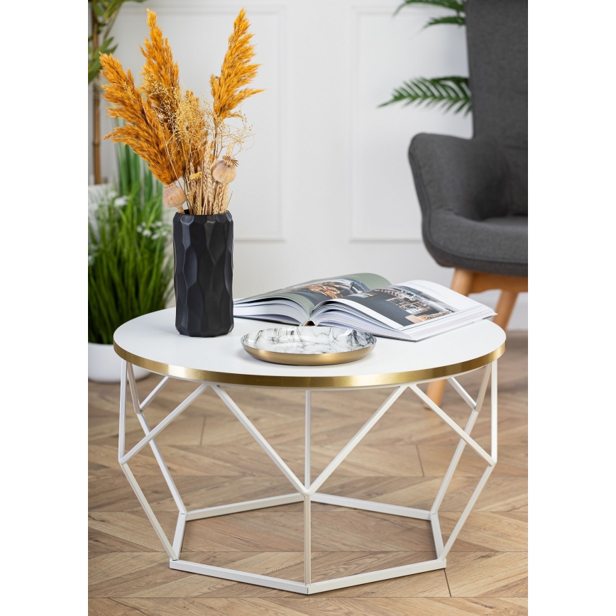 Stolik kawowy DIAMOND 40x70 cm złoty/biały
