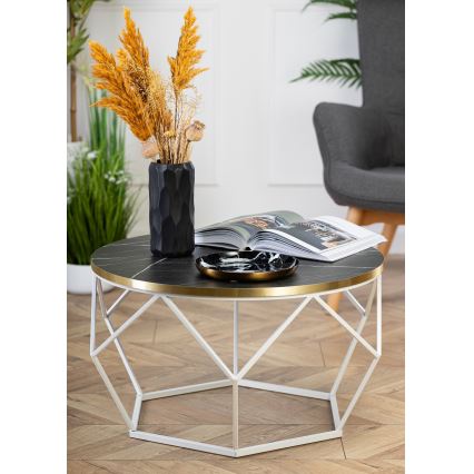 Stolik kawowy DIAMOND 40x70 cm złoty/czarny/biały
