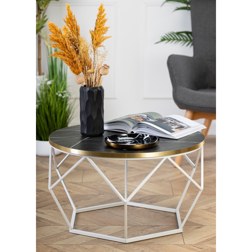 Stolik kawowy DIAMOND 40x70 cm złoty/czarny/biały