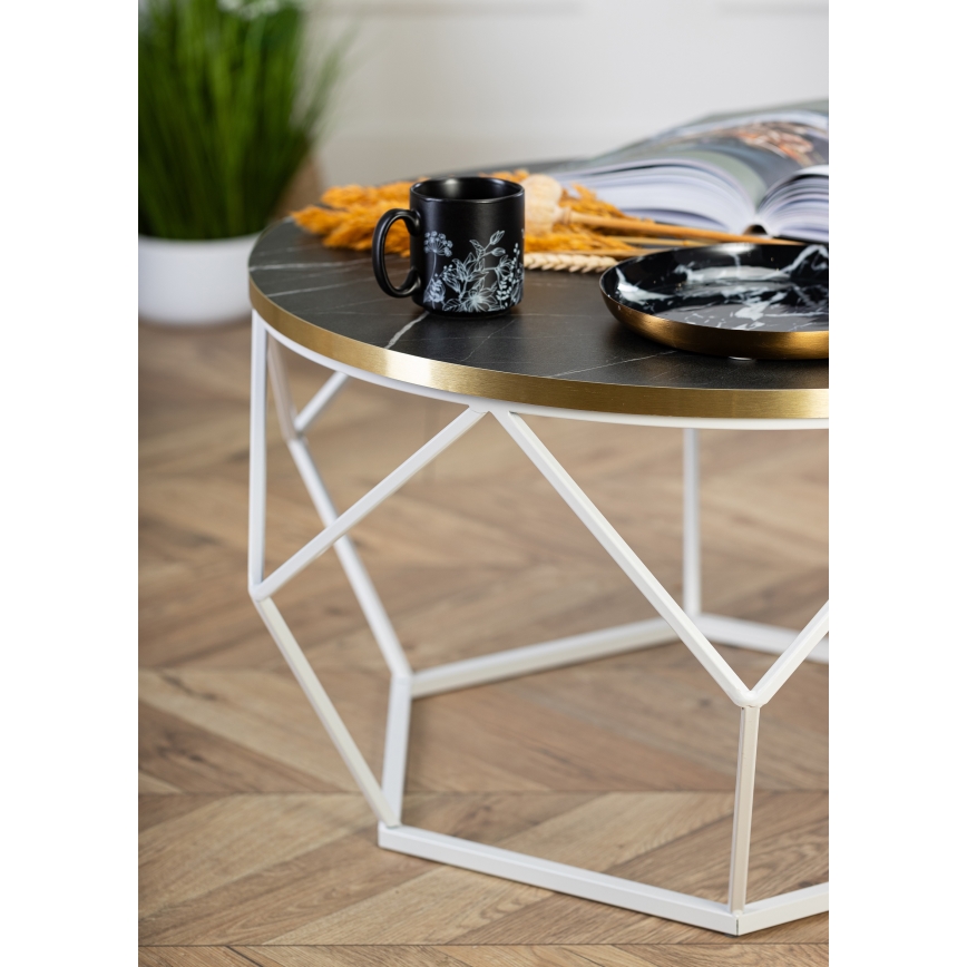 Stolik kawowy DIAMOND 40x70 cm złoty/czarny/biały
