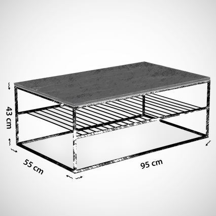 Stolik kawowy ETNA 43x95 cm biały/czarny