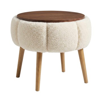 Stolik kawowy FELPO średnica 45 cm kremowy/orzech
